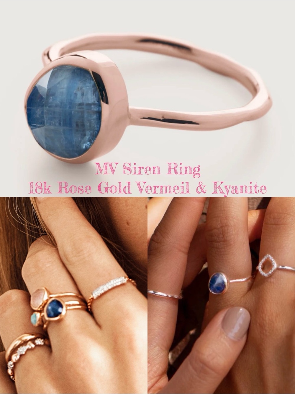 MONICA VINADER Rose Gold Vermeil Ring with Blue Kyanite